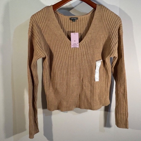 Wild Fable Long Sleeved Ribbed Crop Sweater Brown Size XL - NWT - Picture 1 of 9